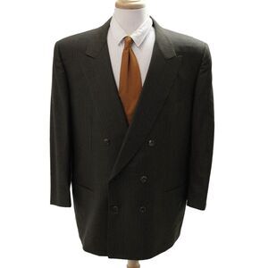 Belvest Mens Dark Gray Herringbone Wool Suit Jacket Collared Button Size S